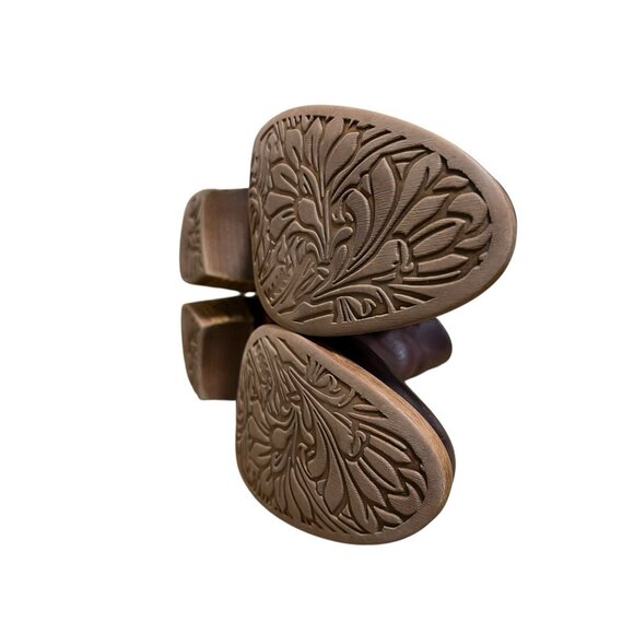 Comfortiva Ankle‎ Boots Creston Eggplant Red Leather Multi Sweater Knit Size 9M - Picture 8 of 9